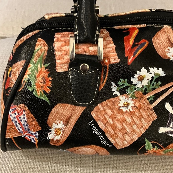 RARE Longaberger barrel purse with basket print all over VGUC - Picture 2 of 13